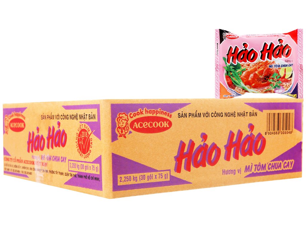 Mì Hảo Hảo Tôm Chua Cay gói 75g Thùng 30 gói